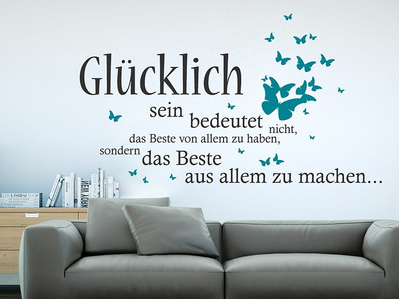 Glücklichsein mit Schmetterlingen Wandtattoo